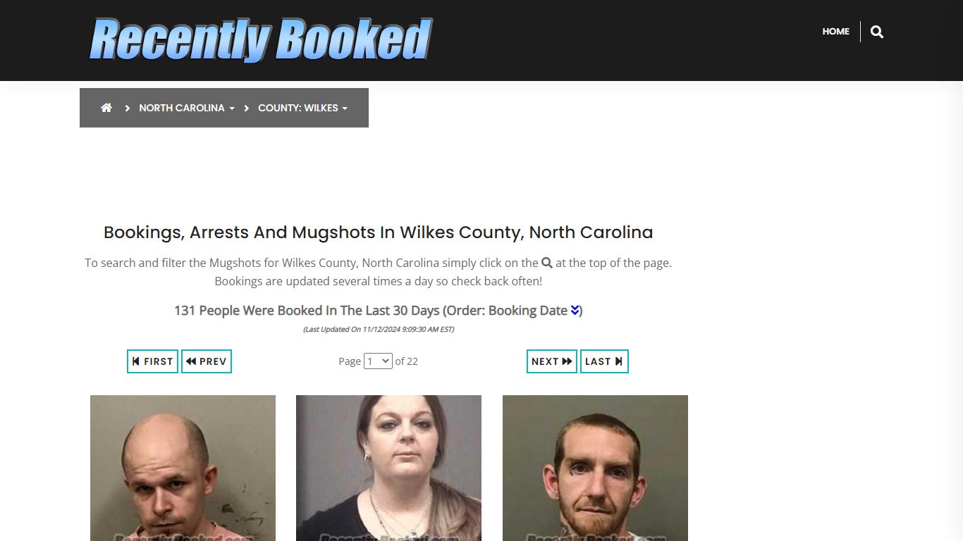 Bookings, Arrests and Mugshots in Wilkes County, North Carolina