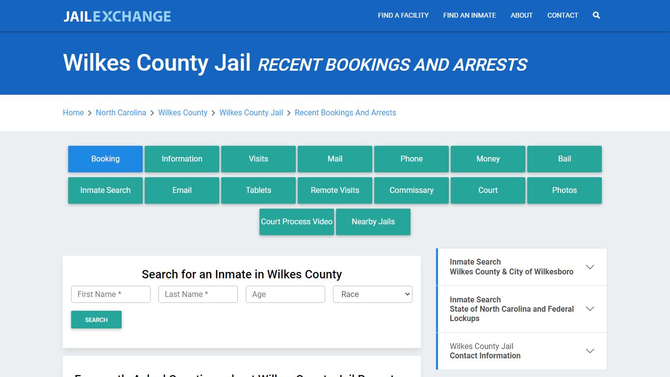 Wilkes County Jail Recent Bookings And Arrests - Jail Exchange